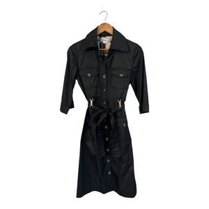 MIRI New York Black Button-Up Trench Shirt Dress Cargo Women's Size 4 Capsule